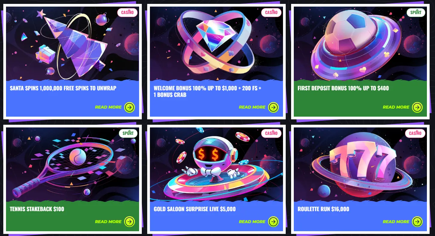 Promotions du Lunubet Casino présentant bonus de bienvenue et offres spéciales